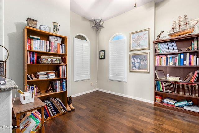 misc room with dark hardwood / wood-style floors