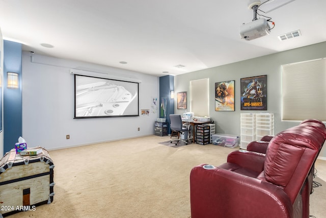 view of carpeted office space