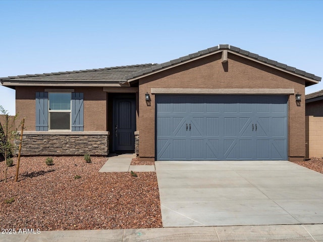 single story home with a garage