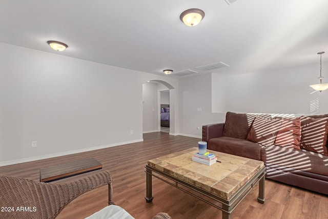 living room with hardwood / wood-style floors