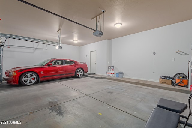 garage with a garage door opener