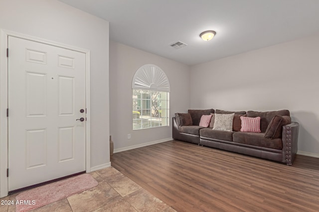 living room with wood-type flooring