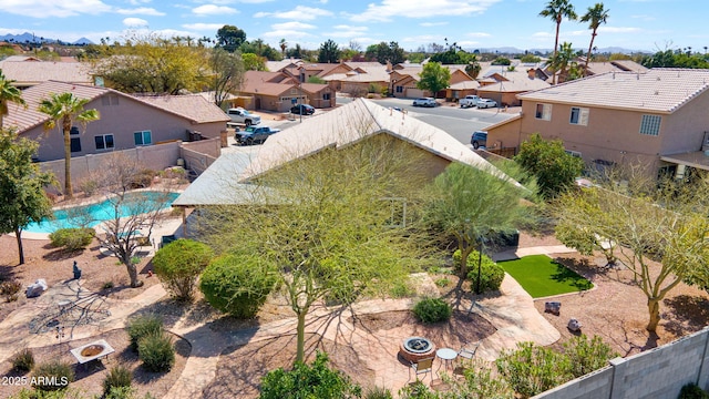 bird's eye view with a residential view