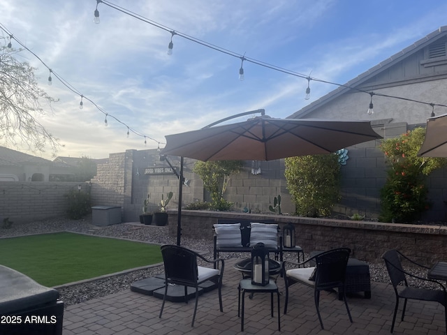 view of patio featuring a fenced backyard