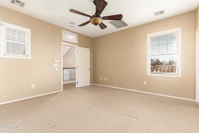 unfurnished bedroom with carpet and ceiling fan