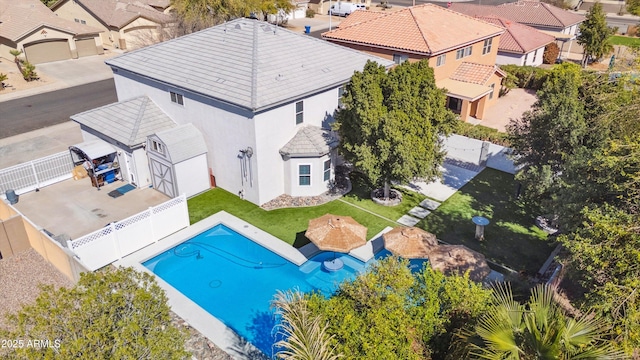 drone / aerial view with a residential view