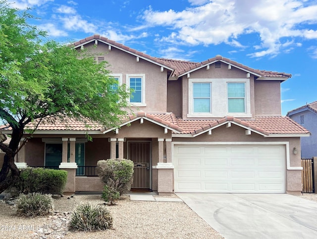 view of front of property featuring a garage