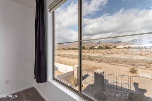 interior space featuring a mountain view