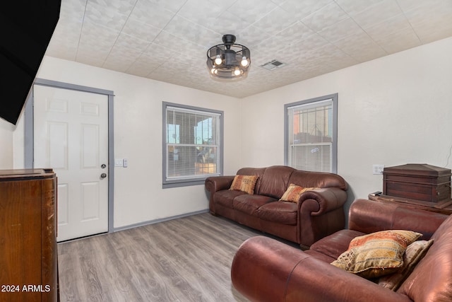 living room featuring light wood-type flooring