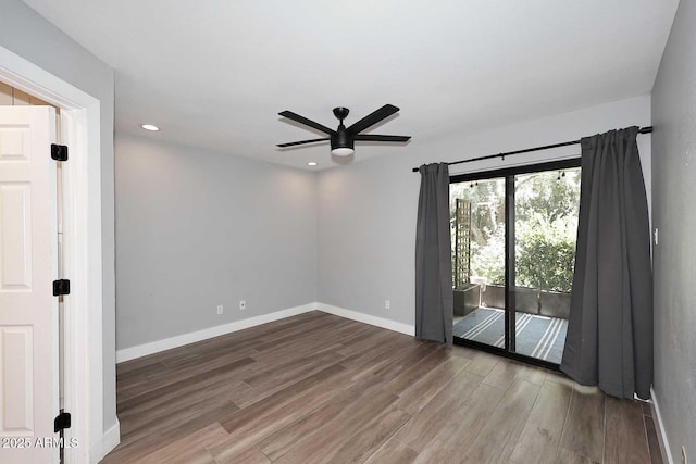 9355 N 91st St Unit 112, Scottsdale, AZ 85258 - empty room featuring wood finished floors, ceiling fan, baseboards, and recessed lighting