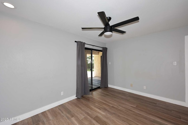 9355 N 91st St Unit 112, Scottsdale, AZ 85258 - empty room featuring baseboards, ceiling fan, wood finished floors, and recessed lighting