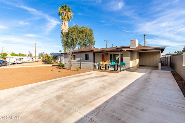 view of single story home