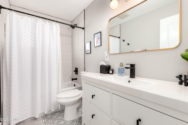 full bathroom featuring vanity, toilet, and shower / bath combo