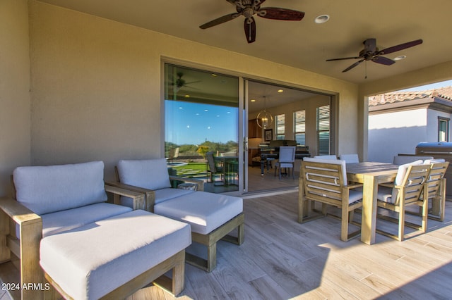 deck featuring ceiling fan