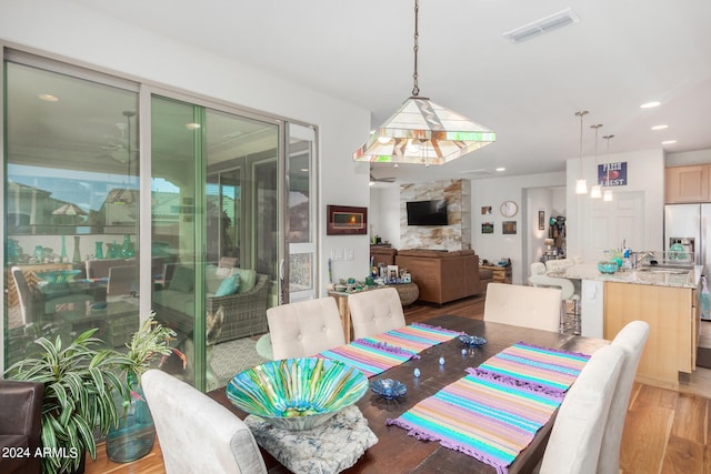 dining area featuring light hardwood / wood-style flooring