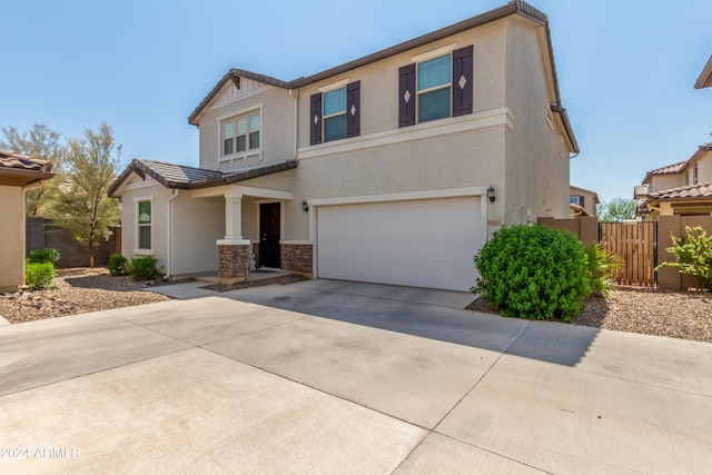 view of front of house with a garage