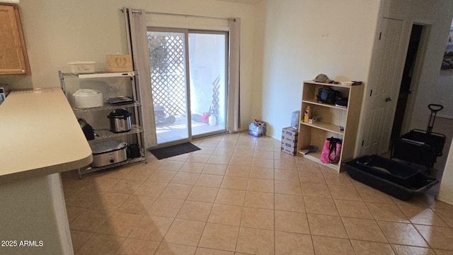 interior space featuring light tile patterned floors