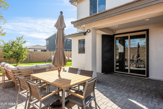 view of patio featuring an outdoor living space