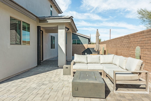 view of patio with an outdoor hangout area