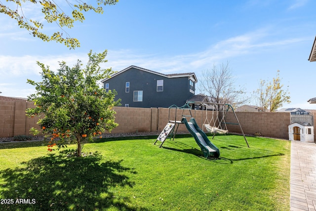 view of yard featuring a playground