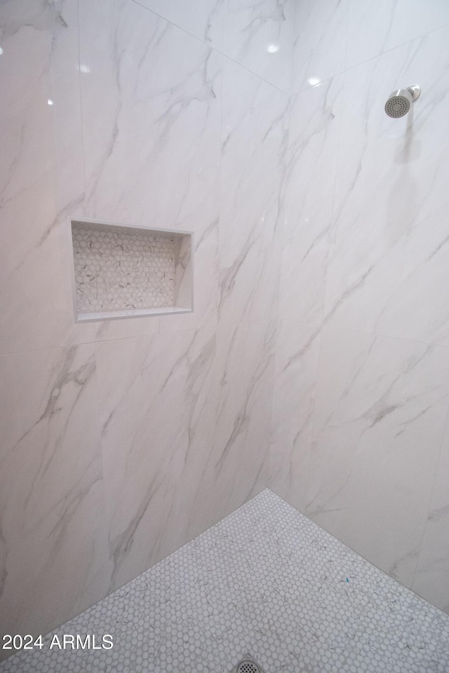 interior details with a marble finish shower