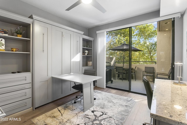 7700 E Gainey Ranch Rd Unit 206, Scottsdale, AZ 85258 - office area with ceiling fan and light wood-style flooring