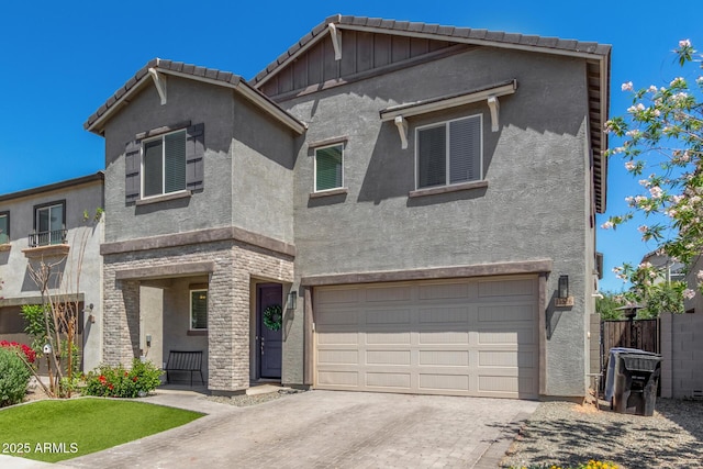 11526 E Shepperd Ave, Mesa, AZ 85212 - view of front facade with a garage, driveway, stucco siding, and fence