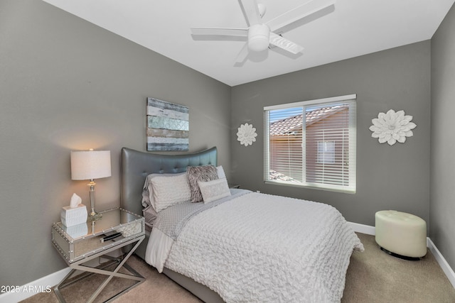 bedroom with carpet flooring and ceiling fan