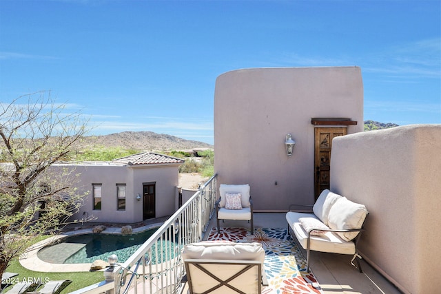 balcony with a mountain view