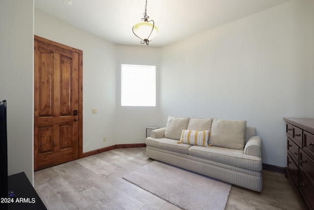 sitting room with light wood-type flooring