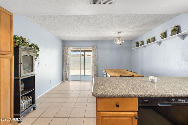 4631 N 77th Dr, Phoenix, AZ 85033 - kitchen with visible vents, open shelves, baseboards, black dishwasher, and light tile patterned floors