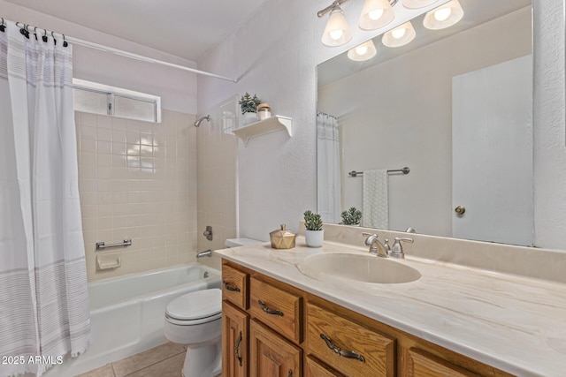 2956 E Concho Ave, Mesa, AZ 85204 - bathroom featuring shower / tub combo, vanity, and tile patterned flooring