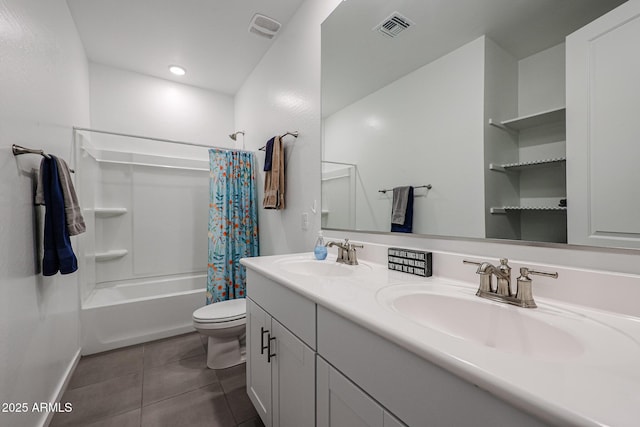 full bath with a sink, visible vents, and tile patterned floors