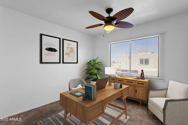 office area featuring ceiling fan