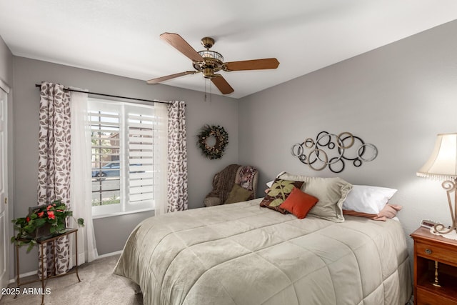 1214 W Sand Dune Dr, Gilbert, AZ 85233 - bedroom with carpet, multiple windows, baseboards, and a ceiling fan