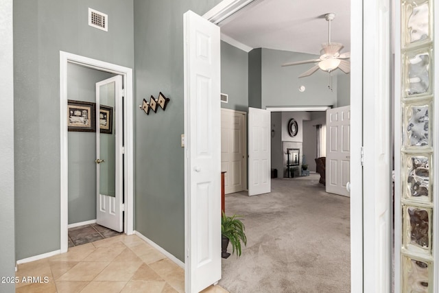 1214 W Sand Dune Dr, Gilbert, AZ 85233 - hall featuring a towering ceiling and baseboards