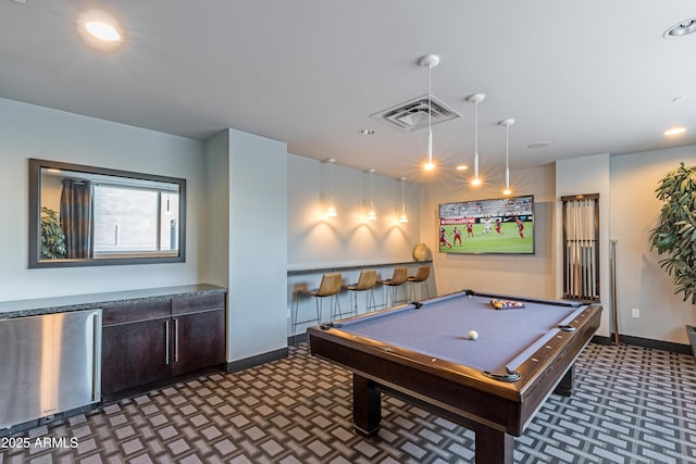 rec room with billiards