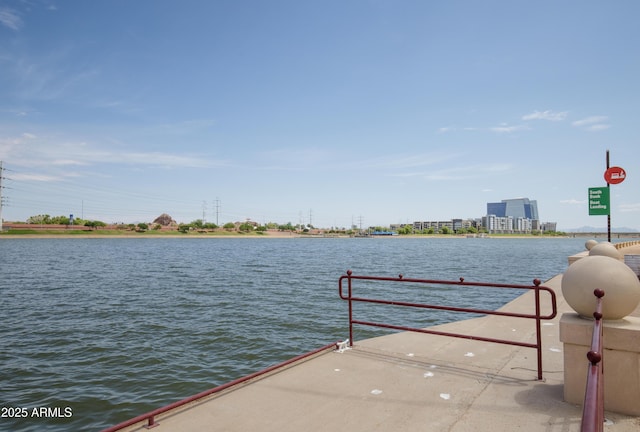 view of dock featuring a water view