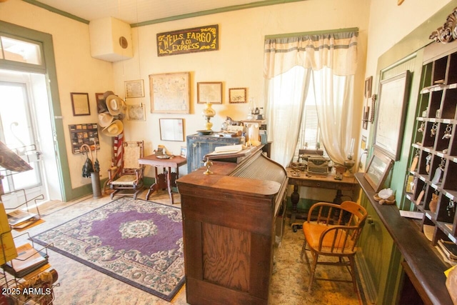 office area featuring ornamental molding