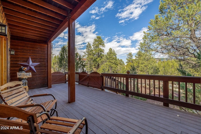 2946 N Lodgepole Rd, Overgaard, AZ 85933 - wooden terrace featuring a gate