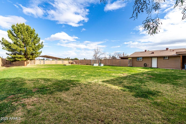 view of yard featuring a fenced backyard