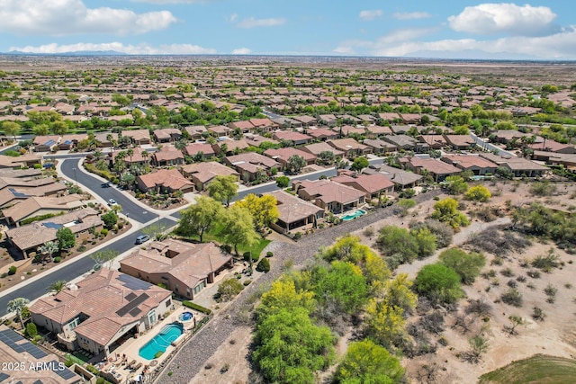 aerial view with a mountain view and a residential view