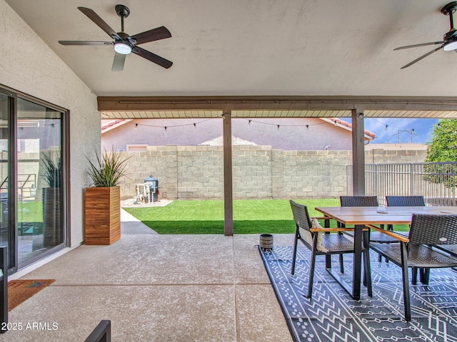 12641 S 39th Pl, Phoenix, AZ 85044 - view of patio / terrace featuring a ceiling fan and outdoor dining area