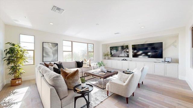 living room featuring light hardwood / wood-style floors