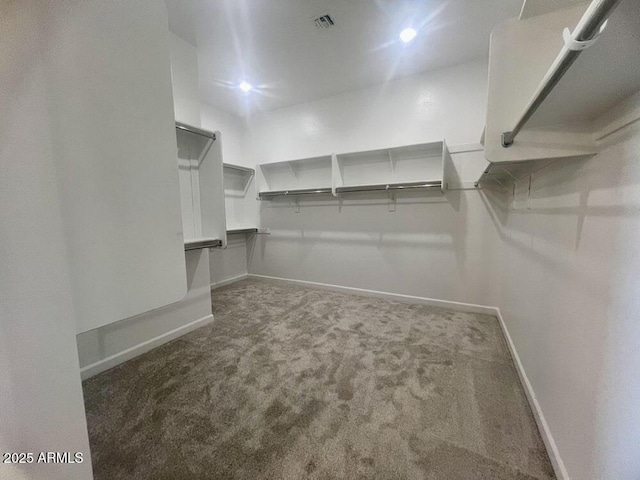 spacious closet featuring carpet flooring and visible vents