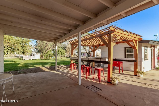 view of patio / terrace featuring a pergola