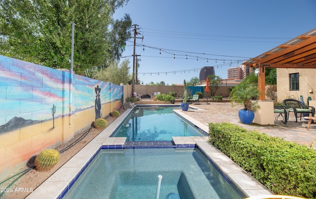 39 E Hoover Ave, Phoenix, AZ 85004 - view of pool with a fenced backyard, a patio area, and a pool with connected hot tub