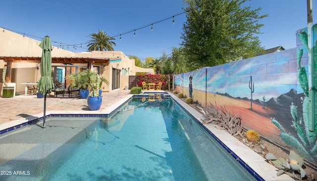 39 E Hoover Ave, Phoenix, AZ 85004 - view of pool featuring a fenced backyard, a fenced in pool, ceiling fan, and a patio area
