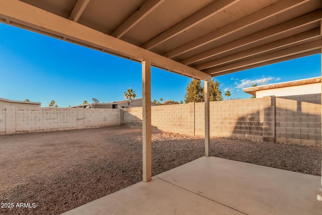 view of patio with a fenced backyard