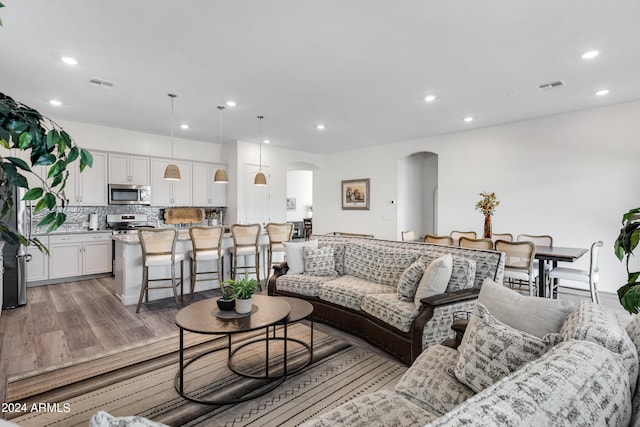 living room featuring light hardwood / wood-style flooring